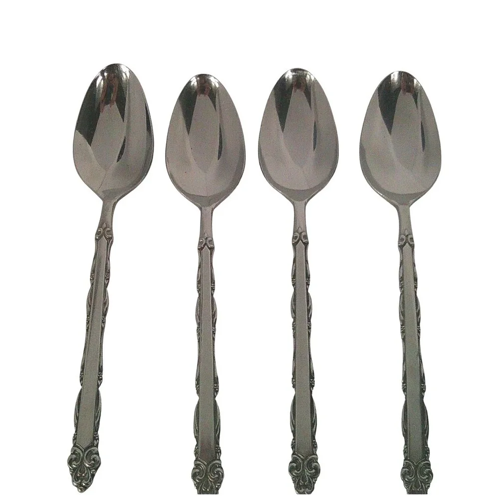 Set 4 EKCO Eterna Mary Ellen Spoons Japan Stainless Steel Vintage Flatware 6.25